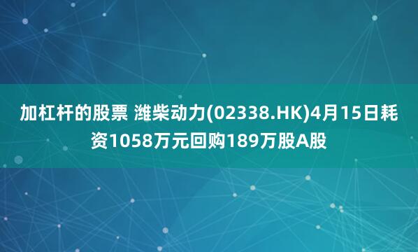加杠杆的股票 潍柴动力(02338.HK)4月15日耗资1058万元回购189万股A股