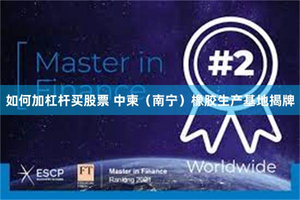 如何加杠杆买股票 中柬（南宁）橡胶生产基地揭牌