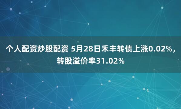 个人配资炒股配资 5月28日禾丰转债上涨0.02%，转股溢价率31.02%